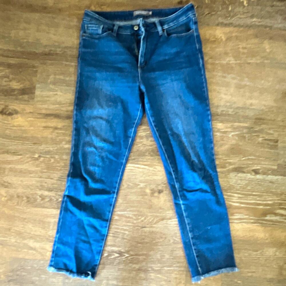 Just USA Women’s Blue Denim Jeans Solid Button Zip 5-Pocket Size 12